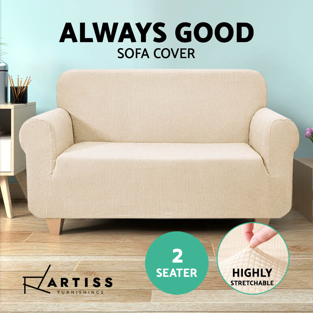 Artiss High Stretch Sofa Cover Couch Protector Slipcovers 2 Seater Sand