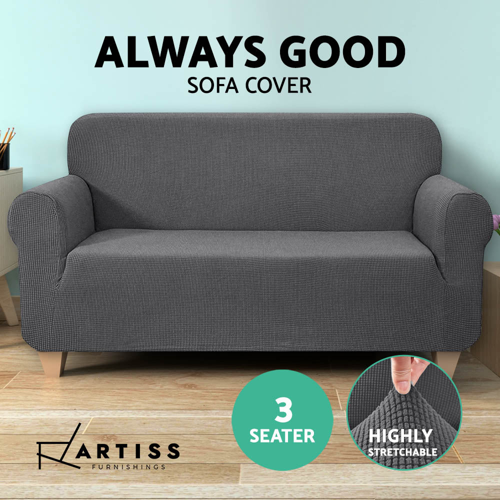 Artiss High Stretch Sofa Cover Couch Lounge Protector Slipcovers 3 Seater Grey