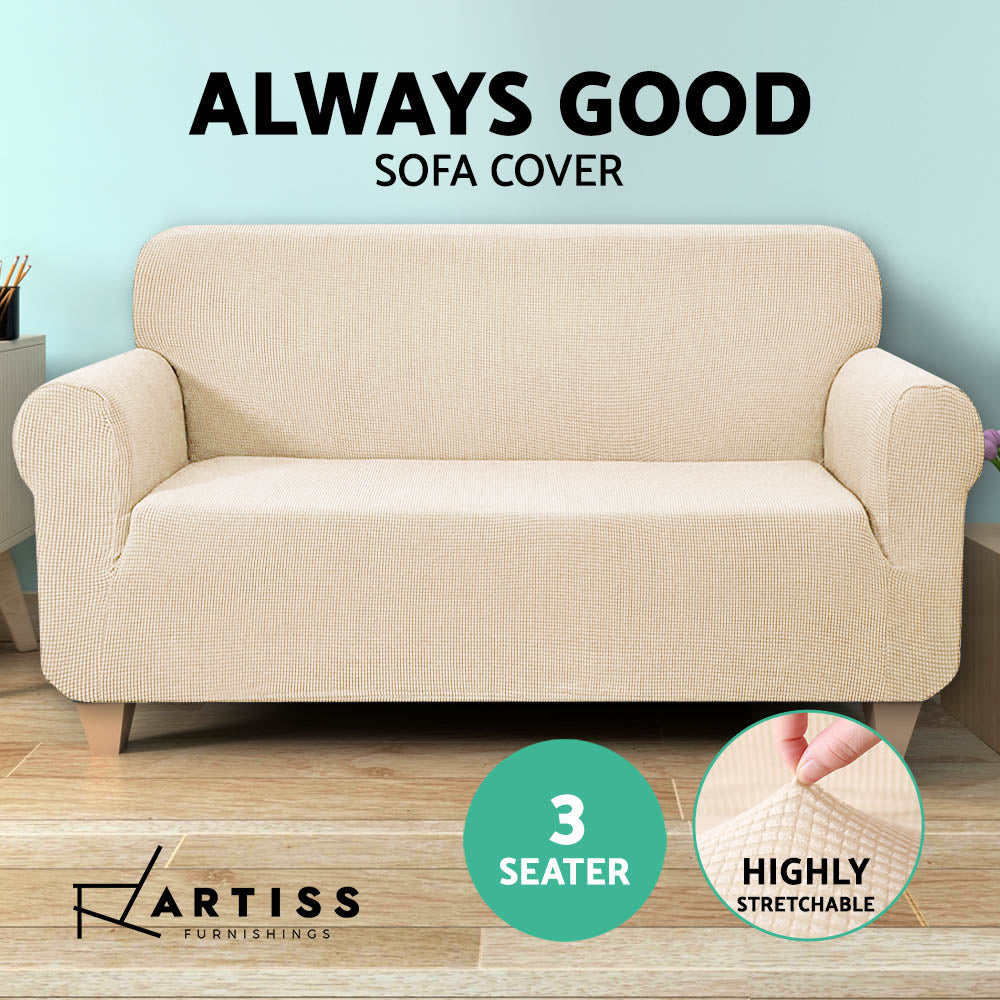 Artiss High Stretch Sofa Cover Couch Protector Slipcovers 3 Seater Sand