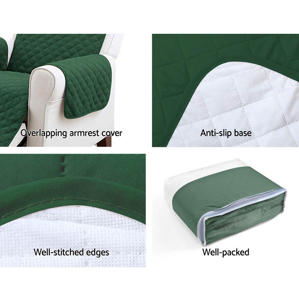 Artiss Sofa Cover Quilted Couch Covers Protector Slipcovers 3 Seater Green