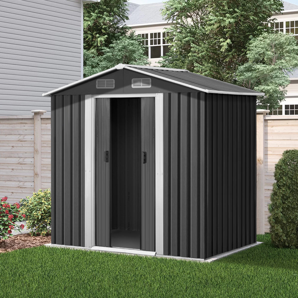 Giantz Garden Shed Outdoor Storage Sheds 1.96x1.32M Tool Workshop Metal Grey