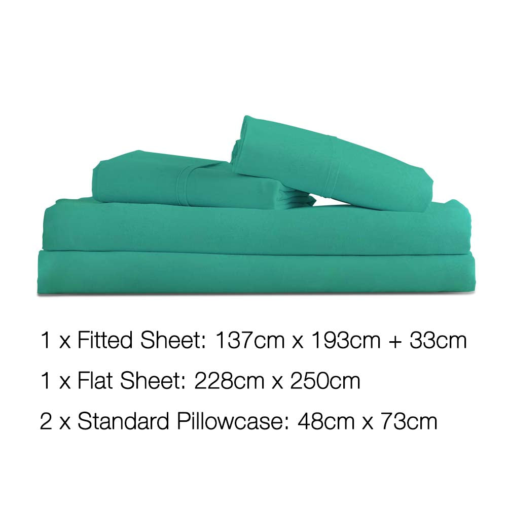 Giselle Bedding Double Size 4 Piece Micro Fibre Sheet Set - Aqua