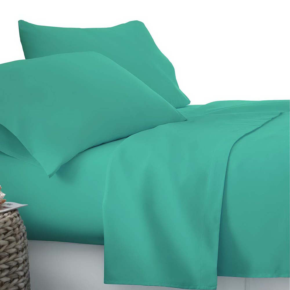 Giselle Bedding Queen Size 4 Piece Micro Fibre Sheet Set - Aqua