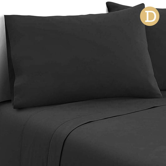 Giselle Bedding Double Size 4 Piece Micro Fibre Sheet Set - Black