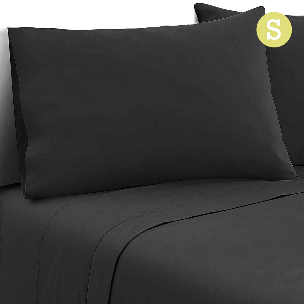 3 Piece Microfibre Sheet Set Single â€?Black