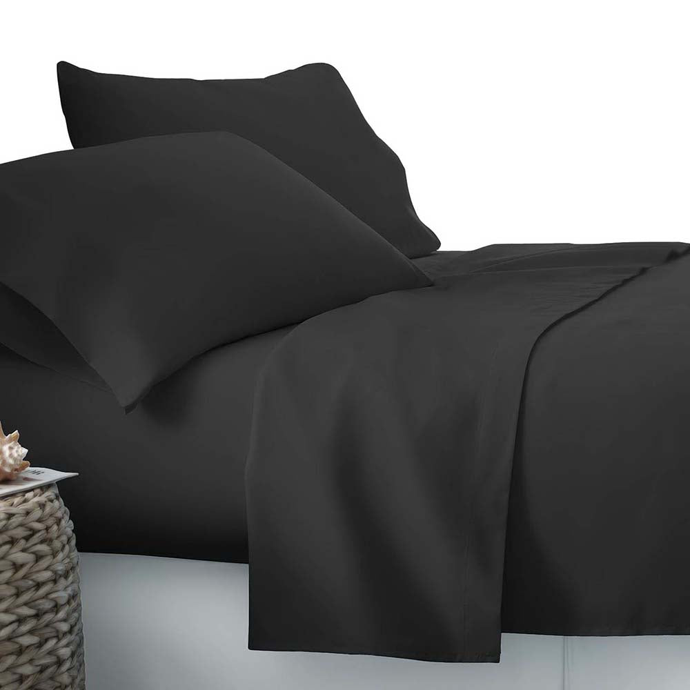 3 Piece Microfibre Sheet Set Single â€?Black