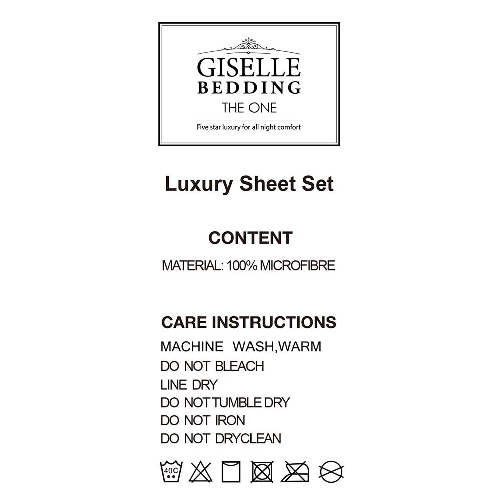 Giselle Bedding King Size 4 Piece Micro Fibre Sheet Set - Grey