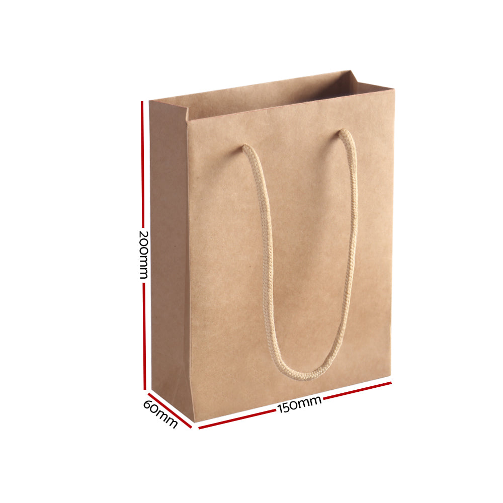 100pcs Kraft Paper Carry Bags Shopping Gift Bag Bulk Brown 150 x 200 x 60mm