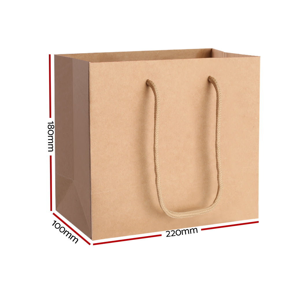 100pcs Kraft Paper Carry Bags Shopping Gift Bag Bulk Brown 220 x 180 x 100mm