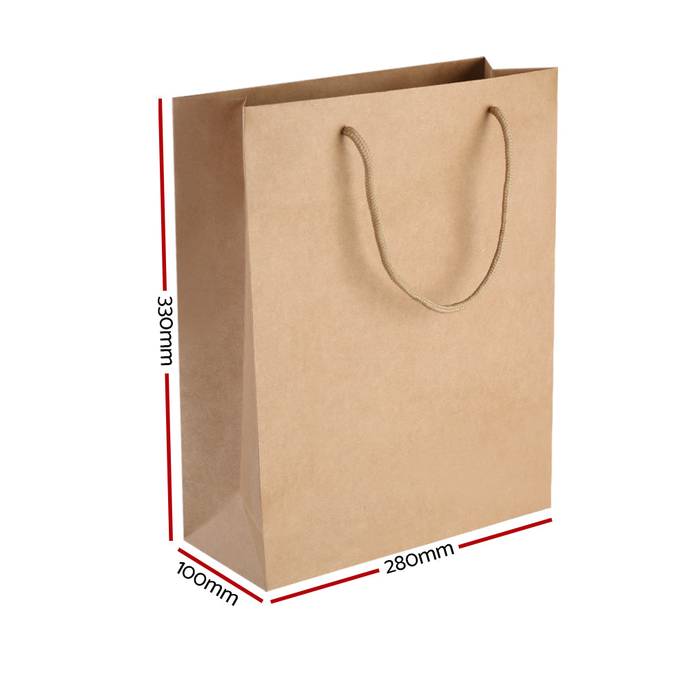 100pcs Kraft Paper Carry Bags Shopping Gift Bag Bulk Brown 280 x 330 x 100mm