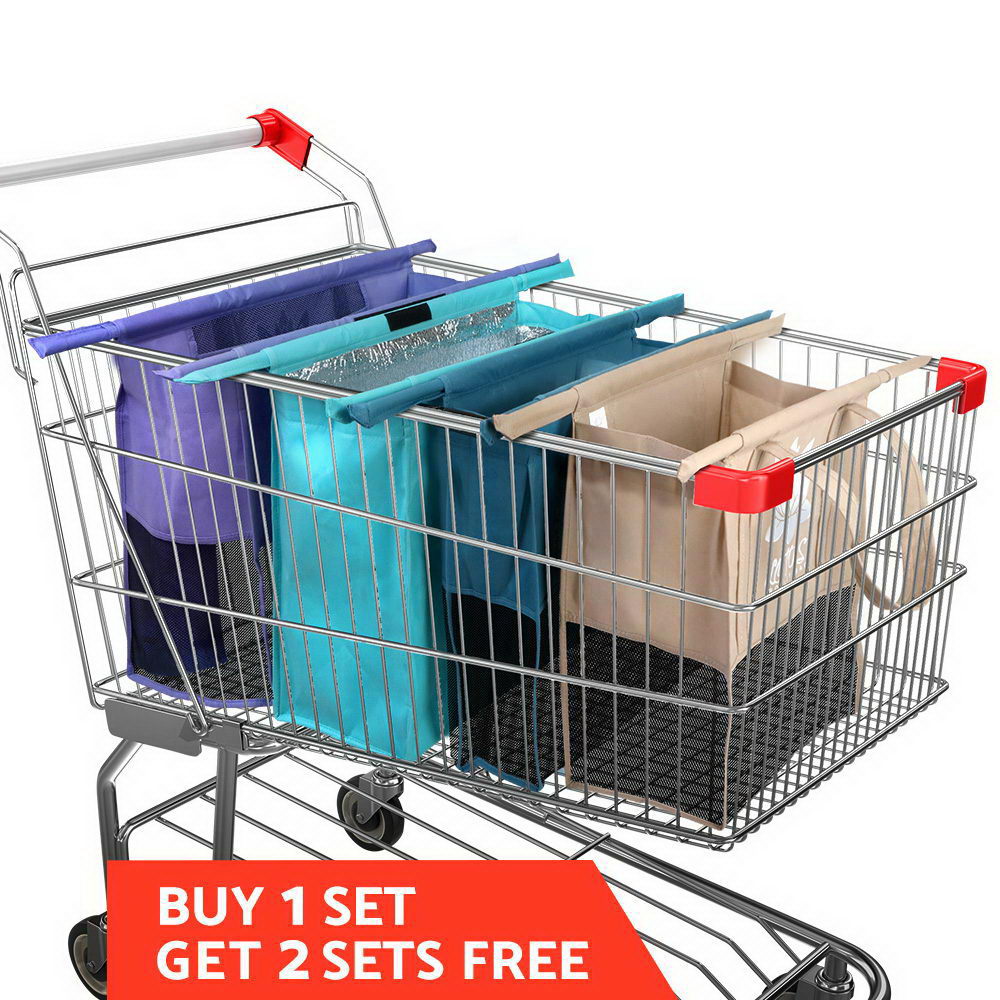 LOTUS Set of 4 Shopping Trolley Bags Reusable Cooler Bag Cart with Bonus 2 Set 