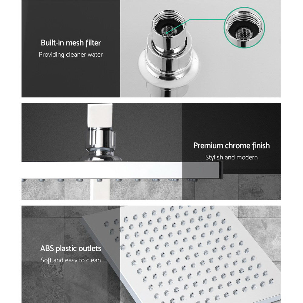 WELS 8 Rain Shower Head Set Square Dual Heads Taps Hand Held High Pressure DIY