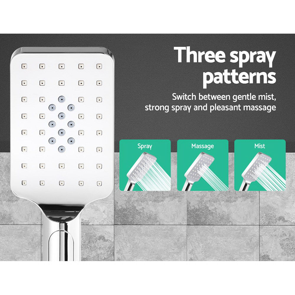 WELS 8 Rain Shower Head Set Square Dual Heads Taps Hand Held High Pressure DIY