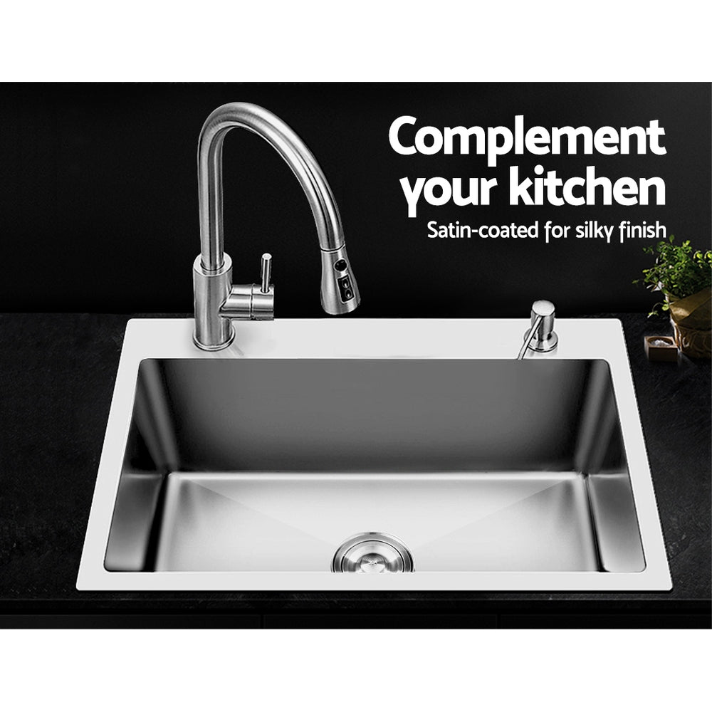 Cefito 60cm x 45cm Stainless Steel Kitchen Sink Flush/Drop-in Mount Silver