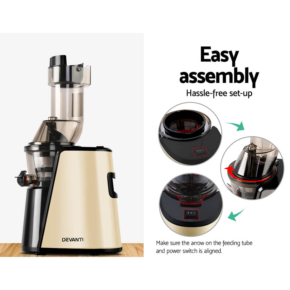 Devanti Cold Press Slow Juicer Gold