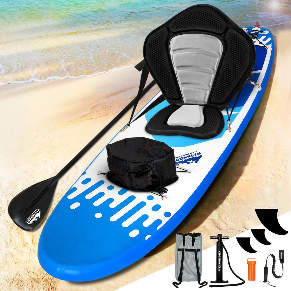 Weisshorn Stand Up Paddle Boards 10 Inflatable SUP Surfboard Paddleboard Kayak Seat Blue