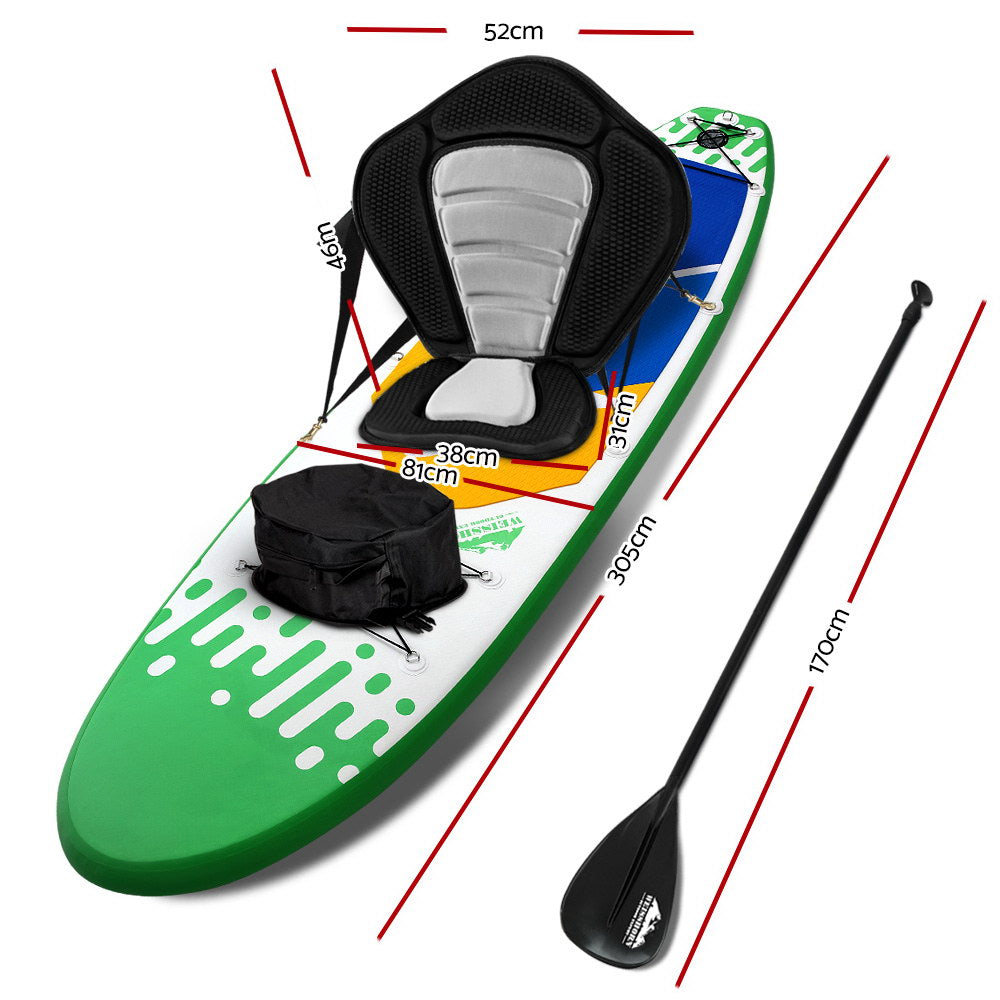 Weisshorn Stand Up Paddle Boards 10 Inflatable SUP Surfboard Paddleboard Kayak Seat Green