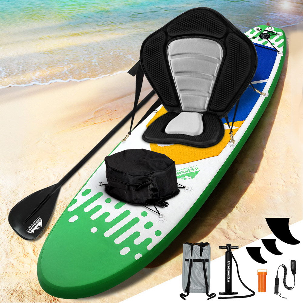 Weisshorn Stand Up Paddle Boards 10 Inflatable SUP Surfboard Paddleboard Kayak Seat Green