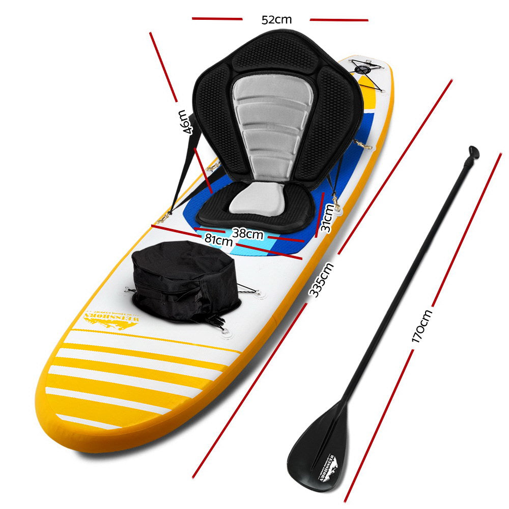 Weisshorn Stand Up Paddle Boards 11 Inflatable SUP Surfboard Paddleboard Kayak Seat Yellow