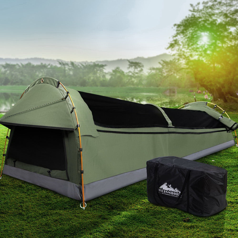 Weisshorn Double Swag Camping Swags Canvas Tent Deluxe Celadon
