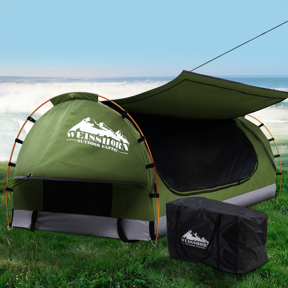 Weisshorn Swag King Single Camping Swags Canvas Free Standing Dome Tent Celadon