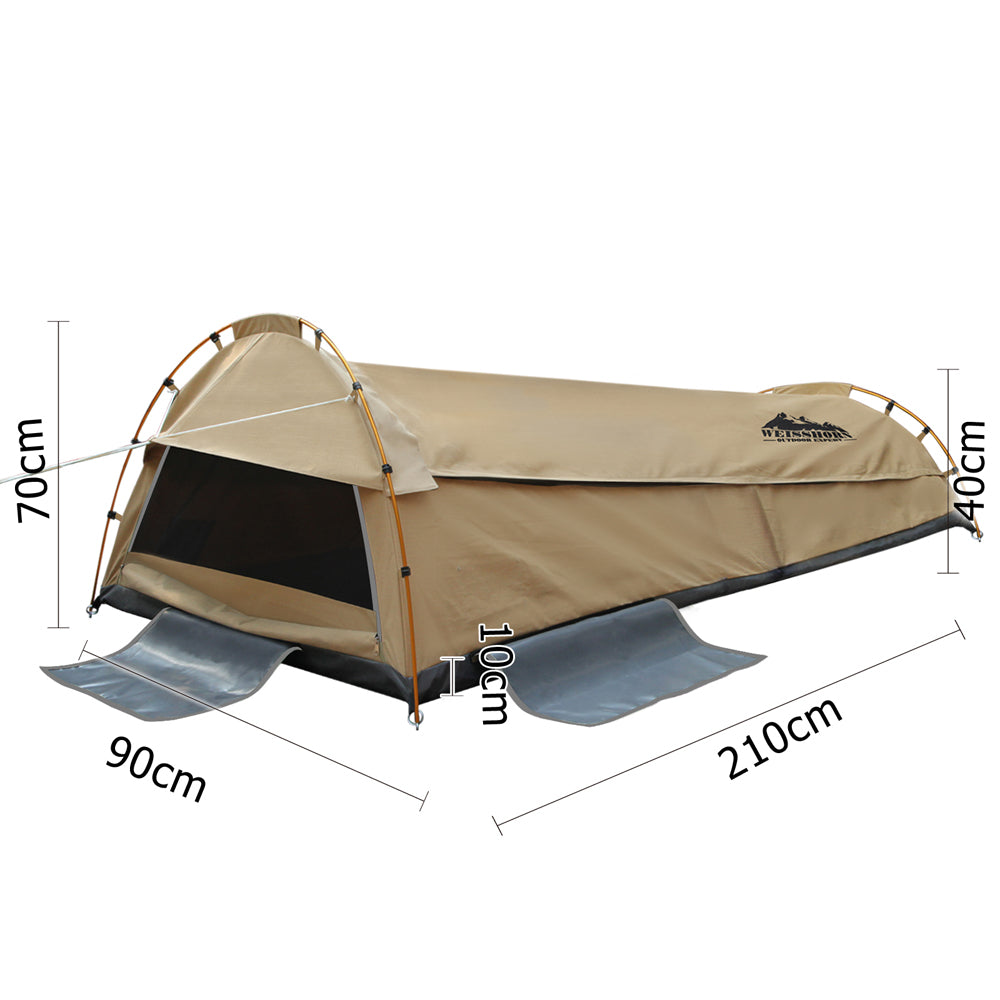 Weisshorn King Single Swag Camping Swag Canvas Tent - Beige