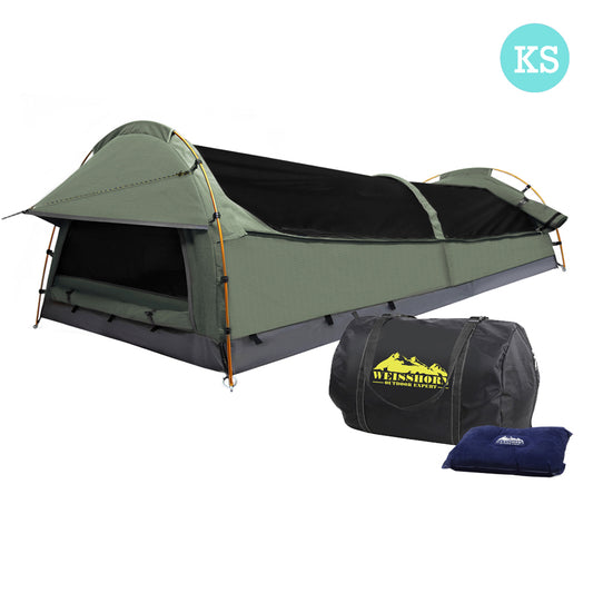 Weisshorn King Single Swag Camping Swag Canvas Tent - Celadon