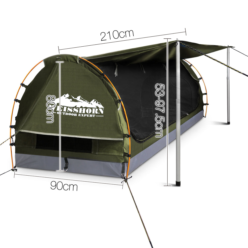 Weisshorn King Single Swag Camping Swag Canvas Tent - Celadon