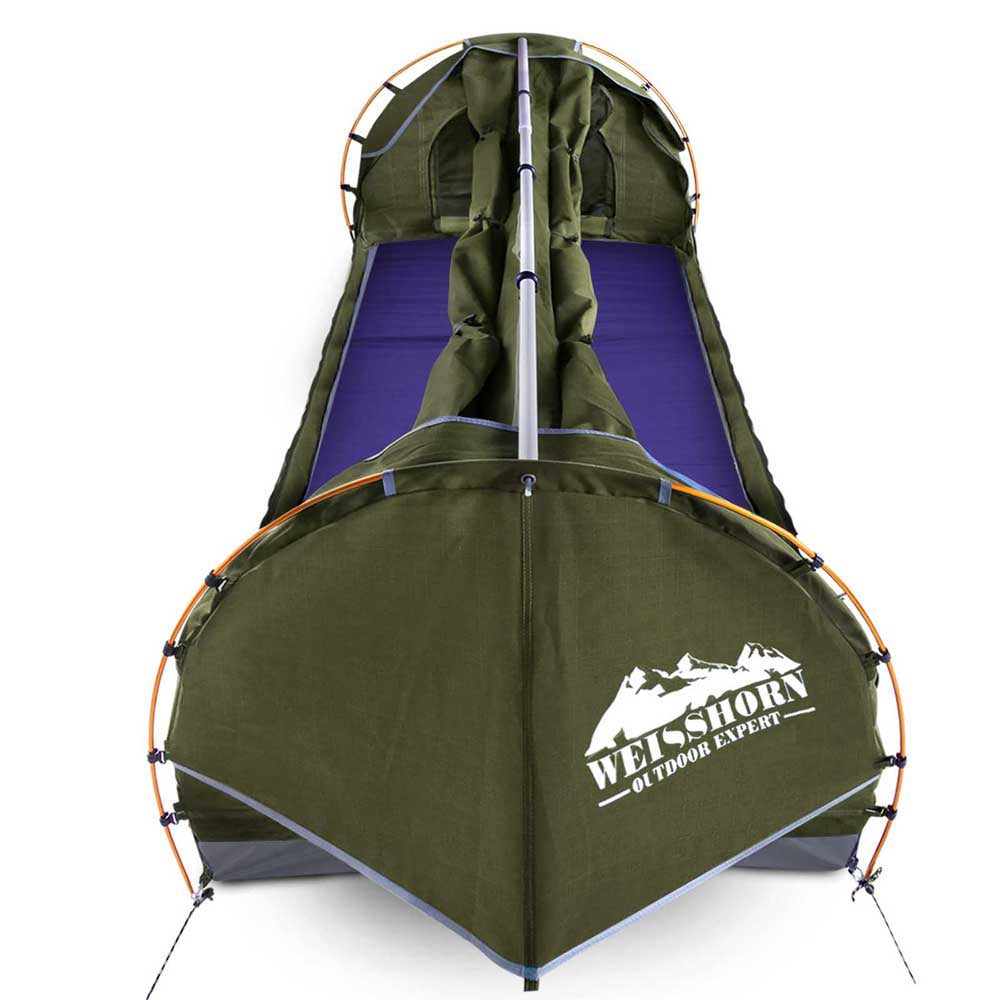 Weisshorn King Single Swag Camping Swag Canvas Tent - Celadon