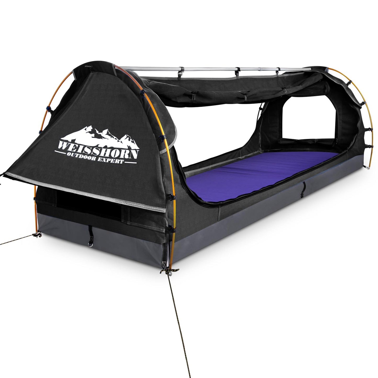Weisshorn King Single Swag Camping Swag Canvas Tent - Dark Grey