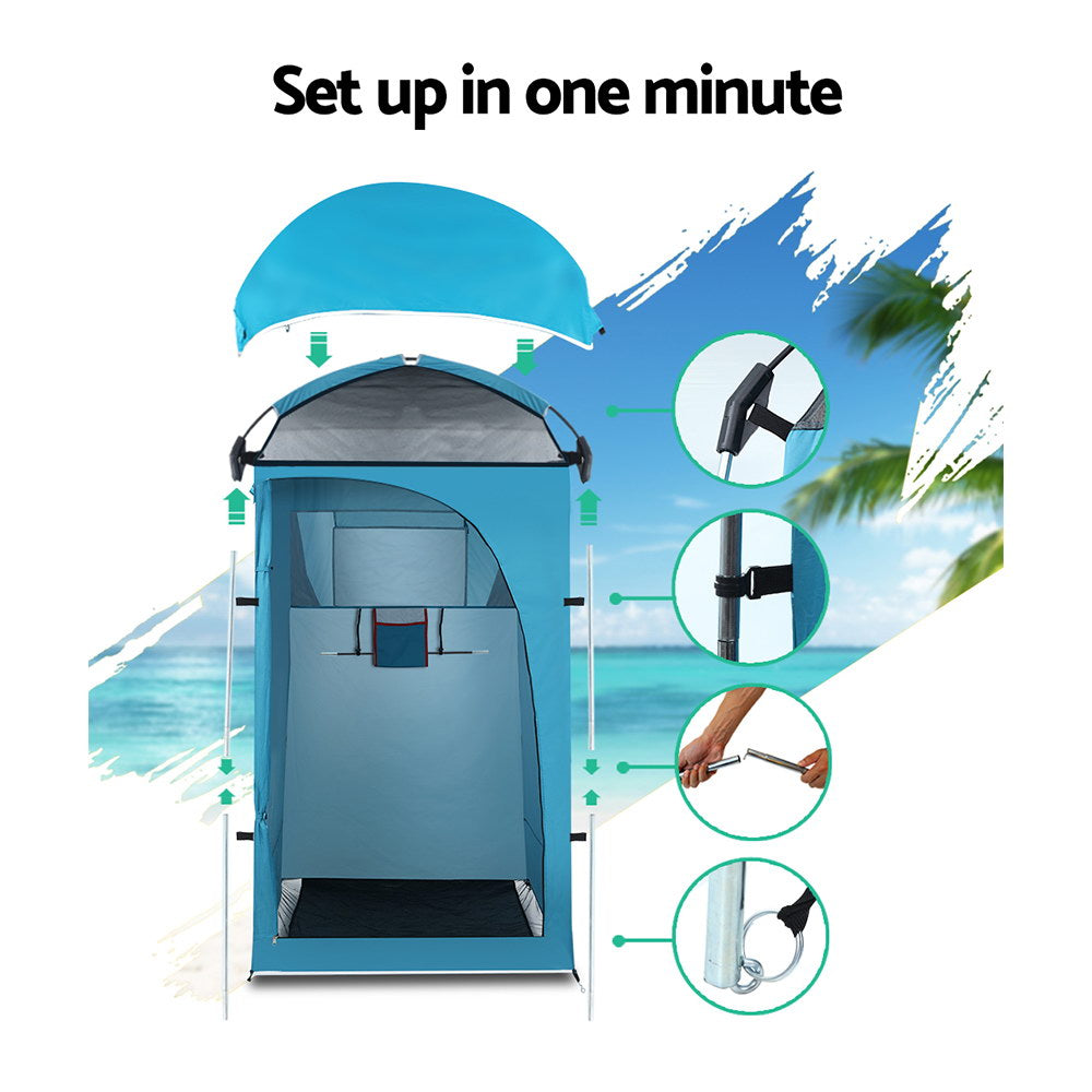 Weisshorn Camping Shower Tent Outdoor Portable Changing Room Toilet Ensuite Blue