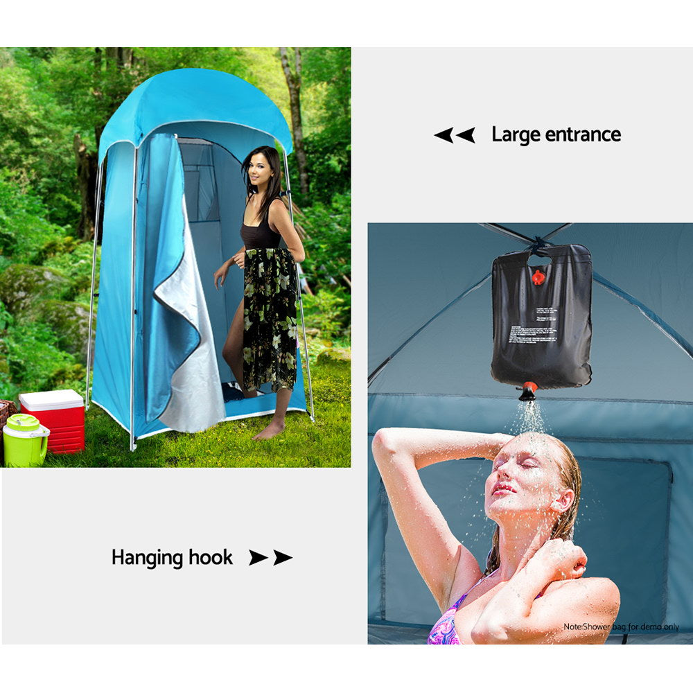 Weisshorn Camping Shower Tent Outdoor Portable Changing Room Toilet Ensuite Blue