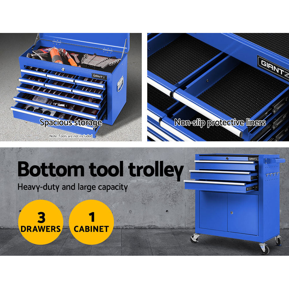 Giantz Tool Box Chest Cabinet Trolley Cart Garage Mechanic Toolbox Storage Blue