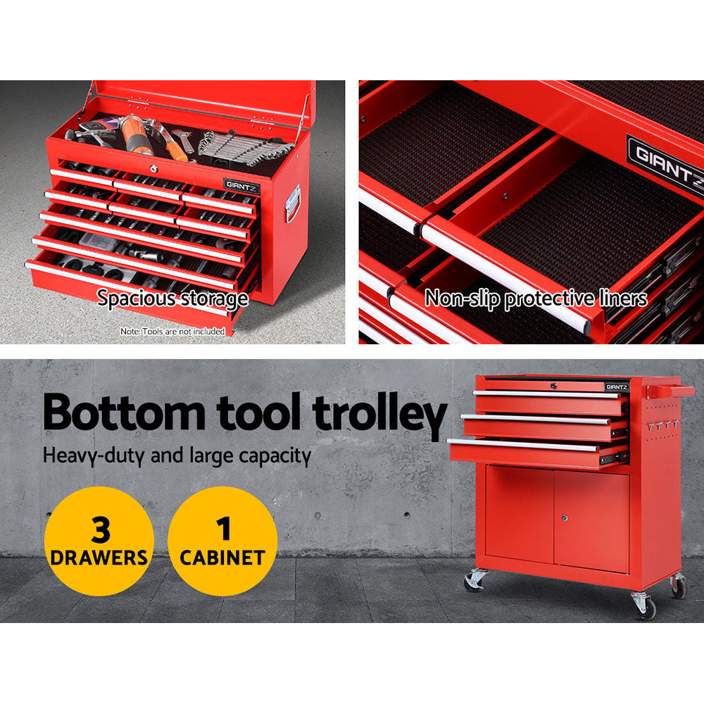 Giantz Tool Box Chest Cabinet Trolley Cart Garage Mechanic Toolbox Storage Red