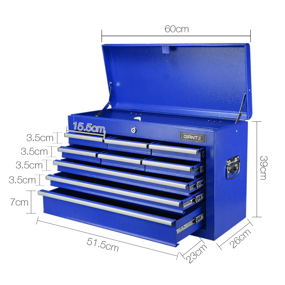 Giantz 9 Drawer Mechanic Tool Box Storage Chest - Blue