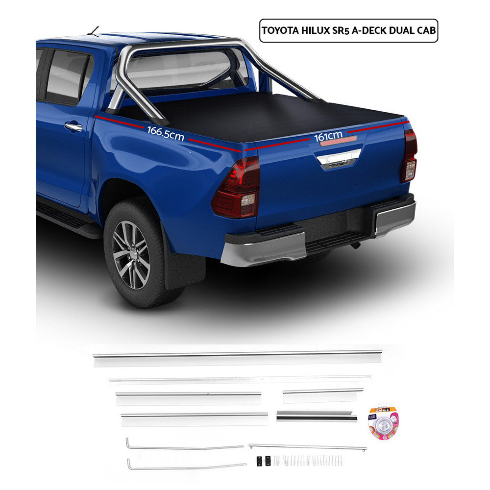 Weisshorn Fit TOYOTA HILUX SR5 A-DECK DUAL CAB Tonneau Cover Clip On UTE Truck