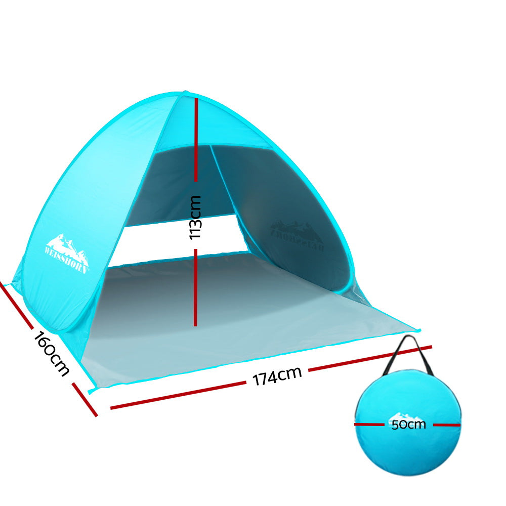 Weisshorn Pop Up Beach Tent Camping Hiking 3 Person Sun Shade Fishing Shelter