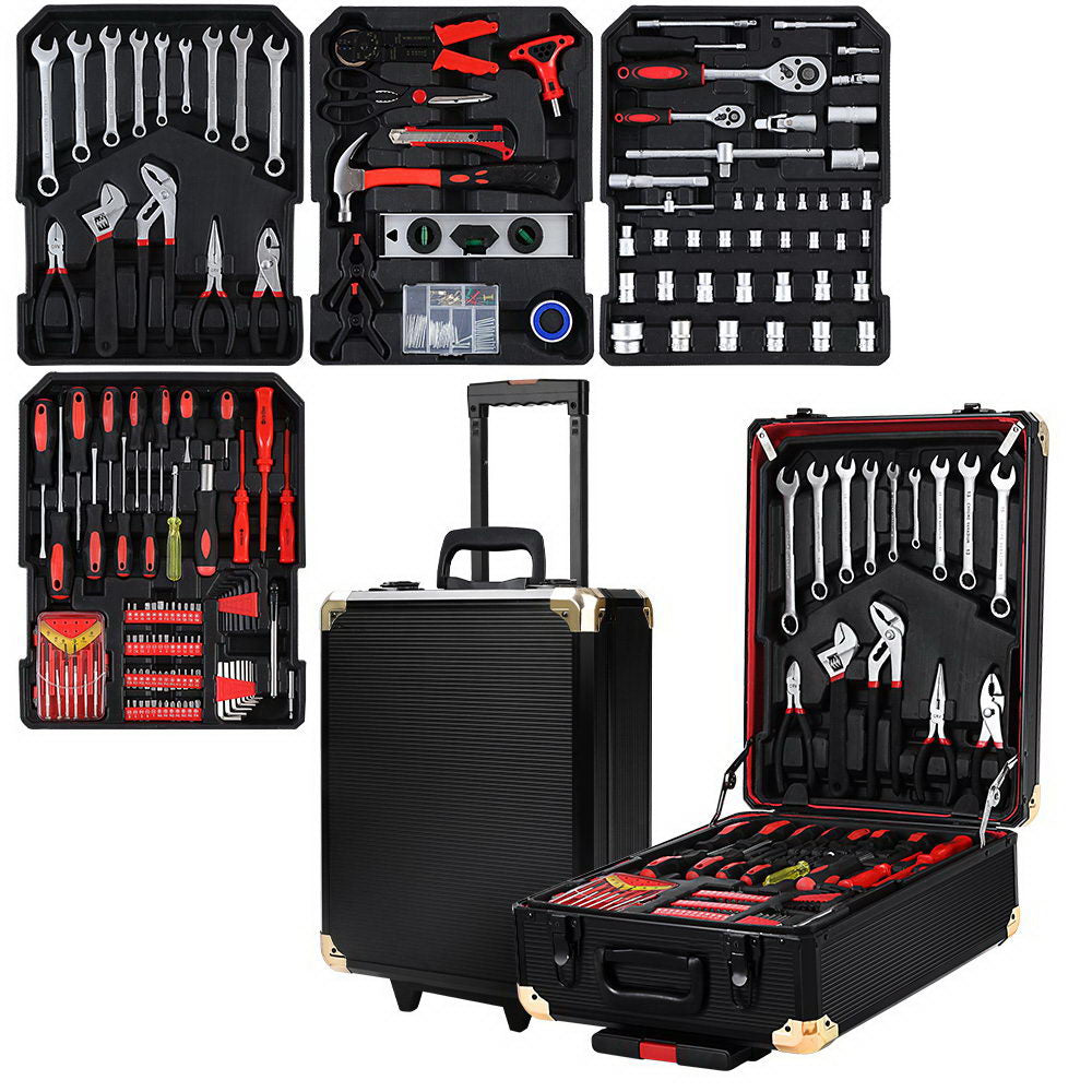 Giantz 802pcs Tool Kit Trolley Case Set Mechanics Box Toolbox Black