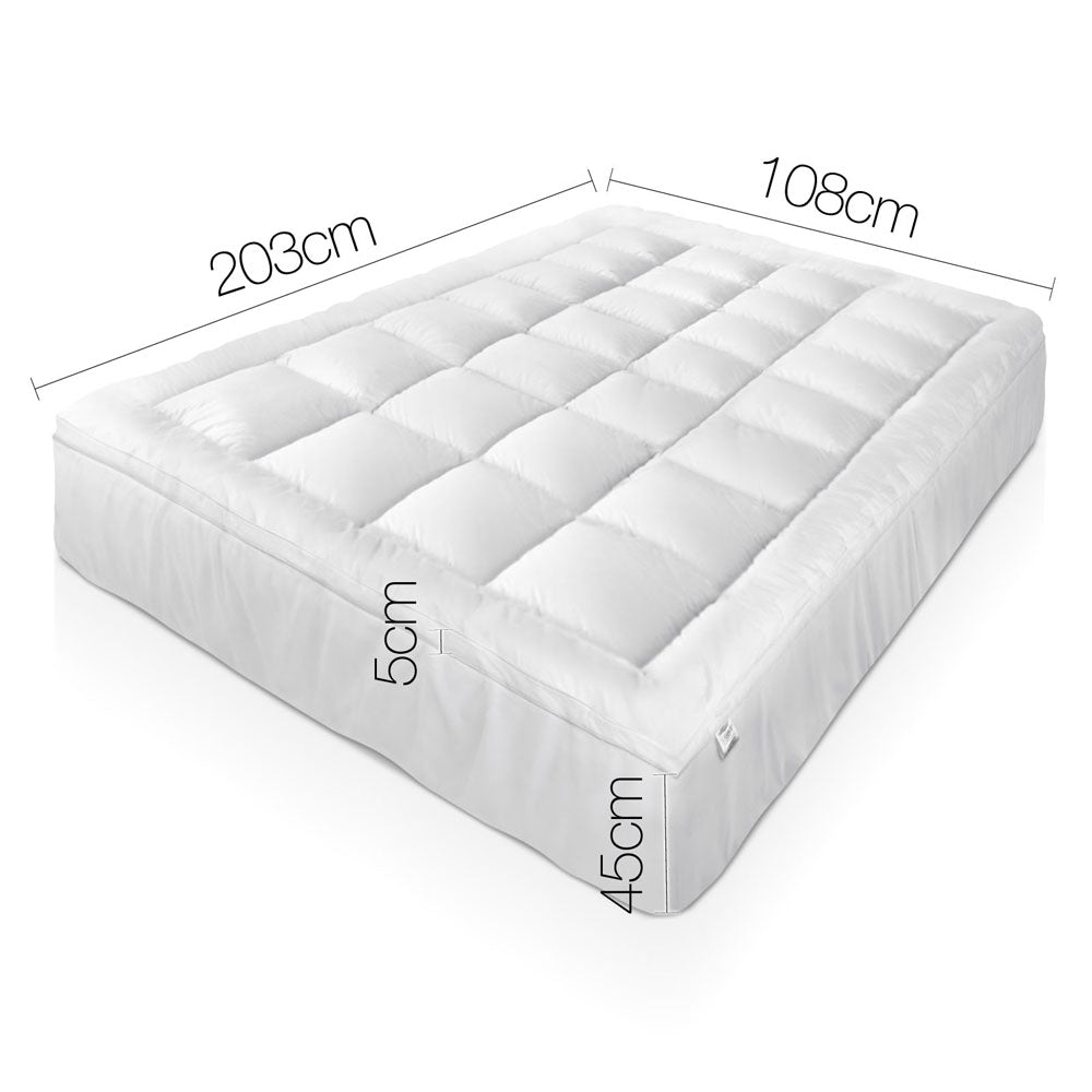 Giselle King Single Mattress Topper Bamboo Fibre Pillowtop Protector