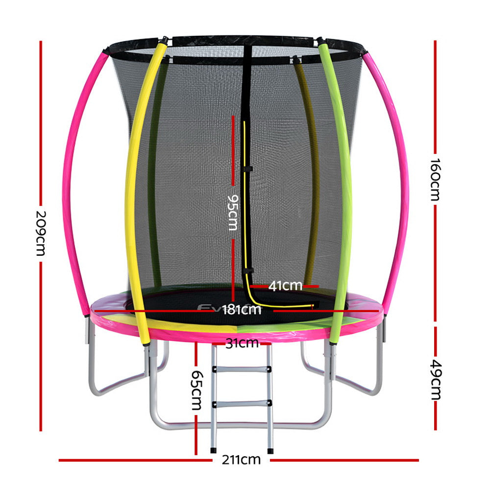 Everfit Trampoline 6FT Kids Trampolines Cover Safety Net Pad Gift Multi-colored