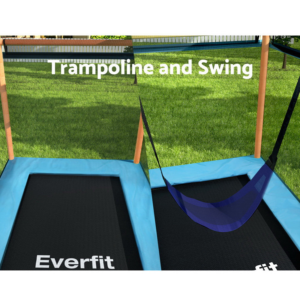 Everfit Trampoline 6FT Kids 2-in-1 Swing Belt Safety Net Gift Rectangle Orange