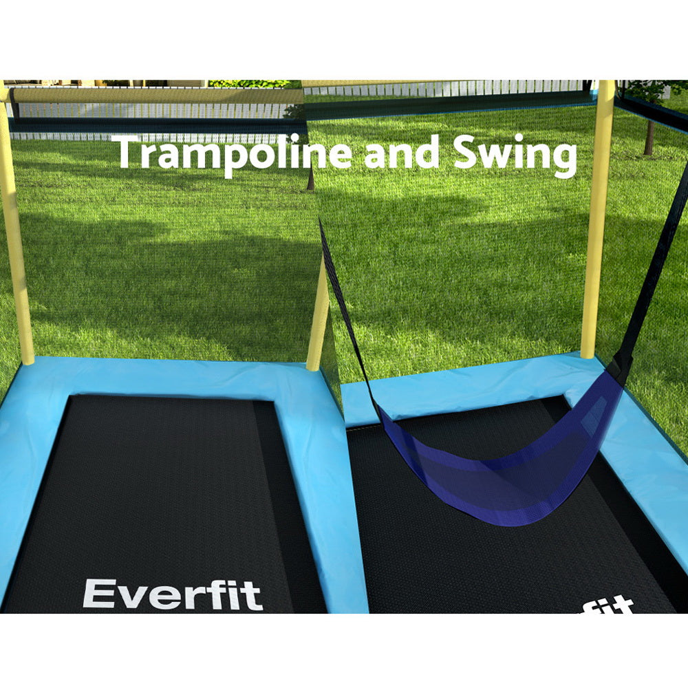 Everfit Trampoline 6FT Kids 2-in-1 Swing Belt Safety Net Gift Rectangle Yellow