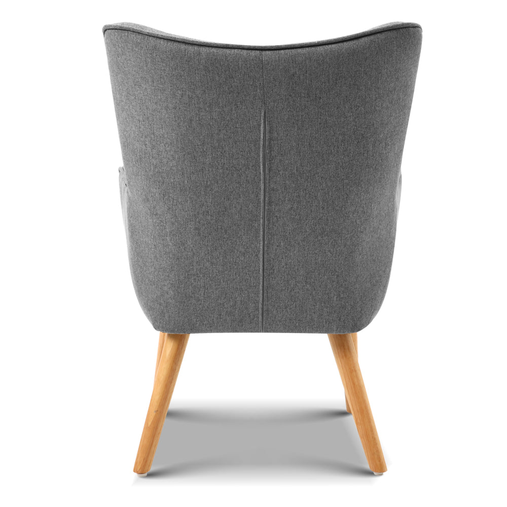 Artiss Armchair and Ottoman - Grey