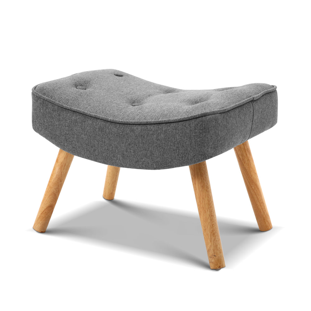 Artiss Armchair and Ottoman - Grey