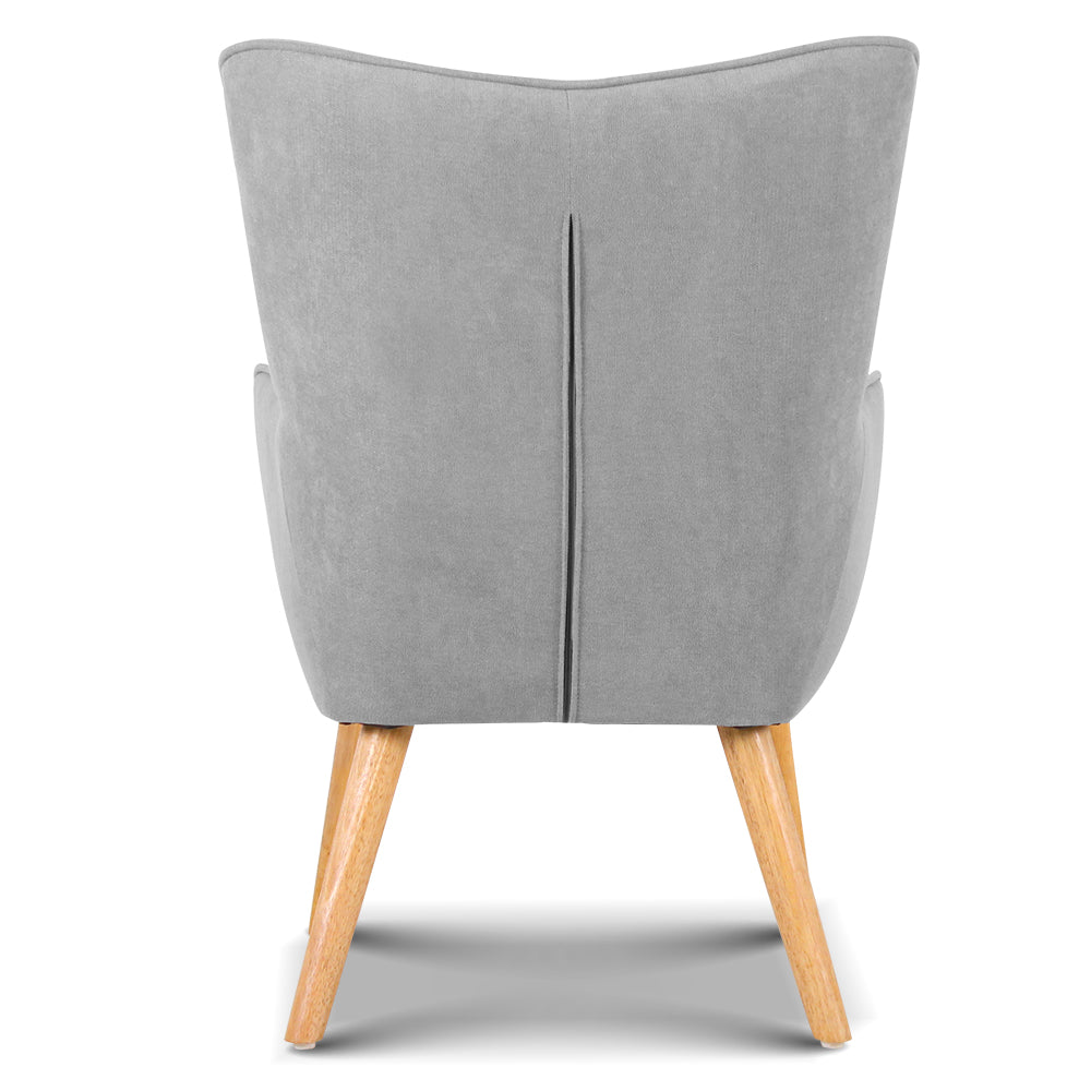 Artiss Armchair and Ottoman - Light Grey