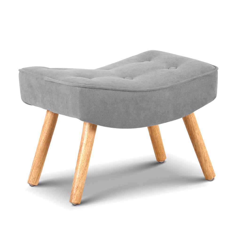 Artiss Armchair and Ottoman - Light Grey