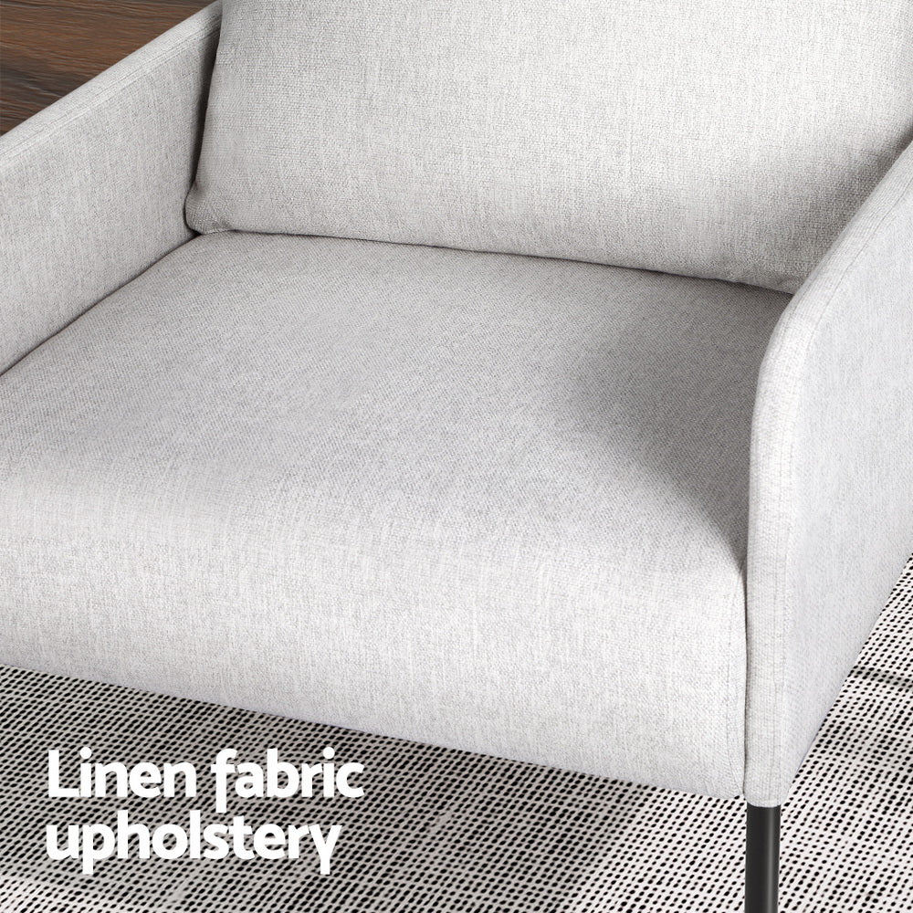 Artiss Armchair Lounge Chair Accent Chair Single Sofa Grey Linen Fabric