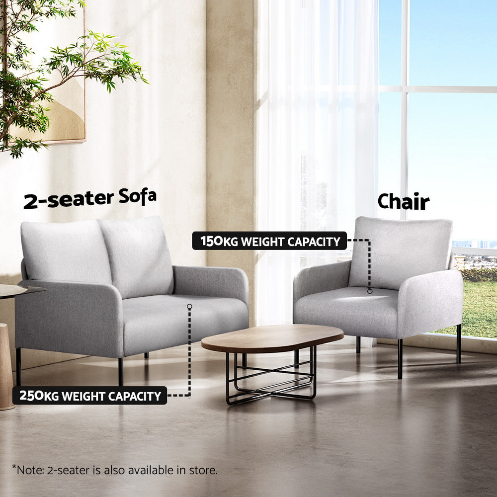 Artiss Armchair Lounge Chair Accent Chair Single Sofa Grey Linen Fabric