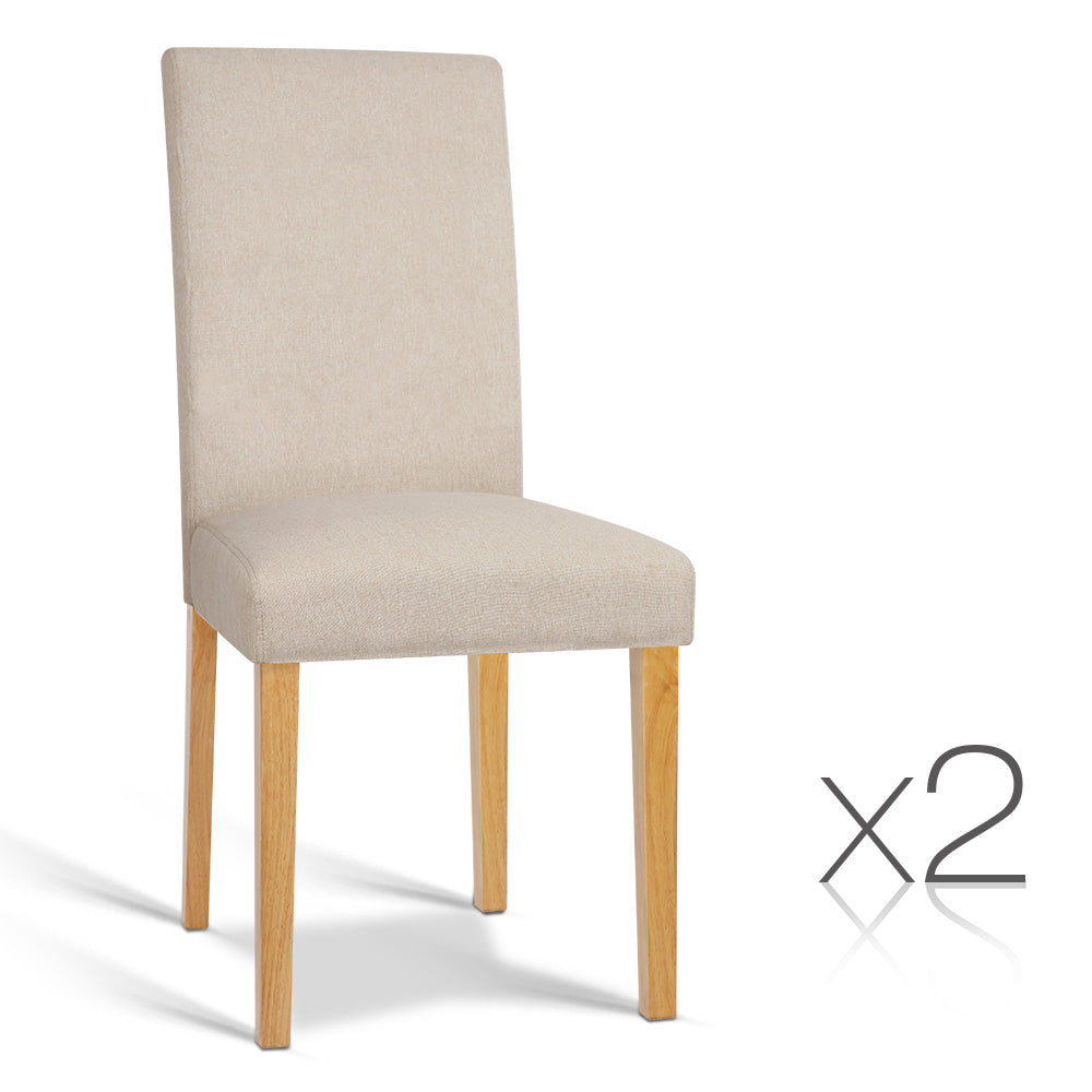 Artiss Set of 2 Fabric Dining Chair - Beige