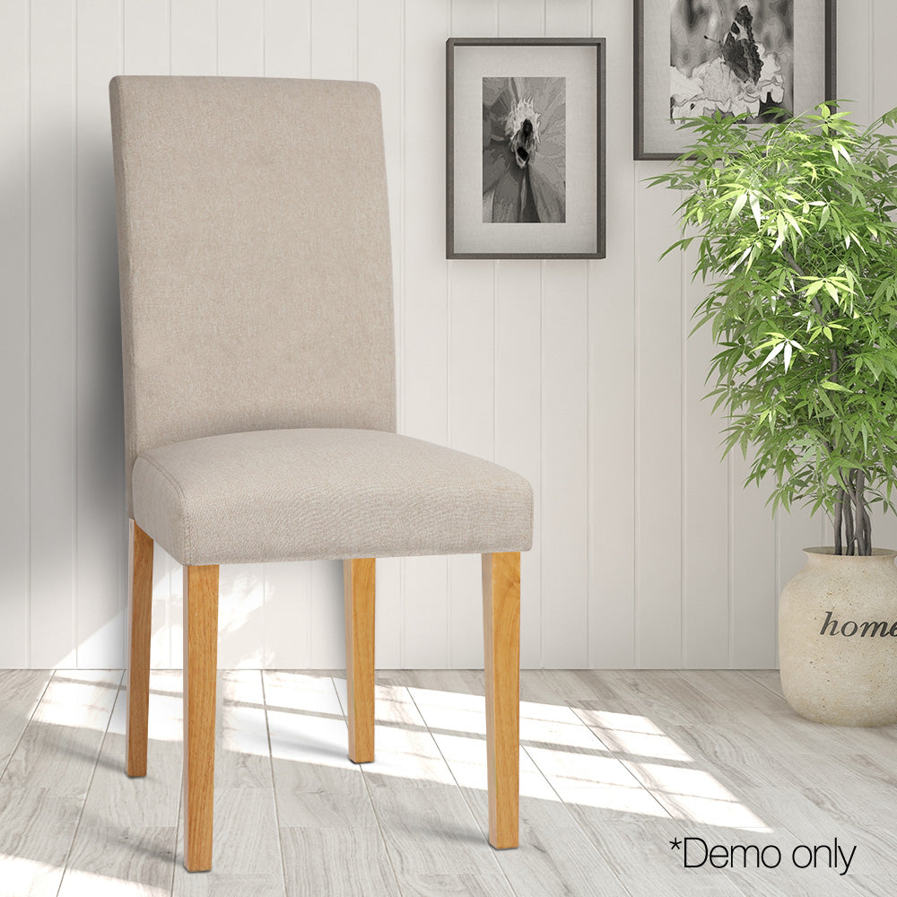 Artiss Set of 2 Fabric Dining Chair - Beige